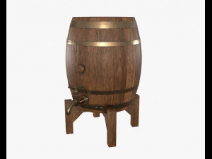 barril de madeira para cerveja 02 Modelo 3D