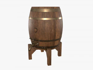 wooden barrel for beer 02 3D Model