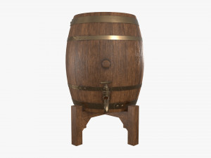 wooden barrel for beer 02 3D 模型