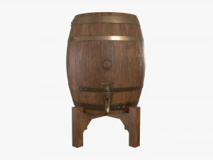 wooden barrel for beer 02 3D Model