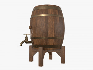wooden barrel for beer 02 3D 模型