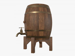 wooden barrel for beer 02 3D Model