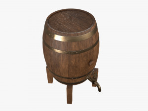 wooden barrel for beer 02 3D 模型