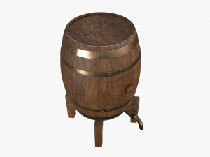 wooden barrel for beer 02 3D Model