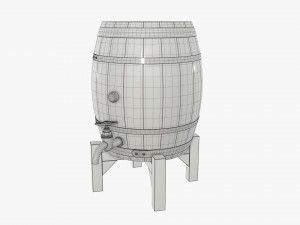 wooden barrel for beer 02 3D 模型