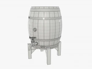 wooden barrel for beer 02 3D Model