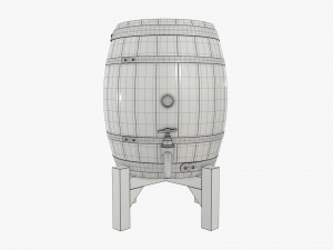 wooden barrel for beer 02 3D 模型