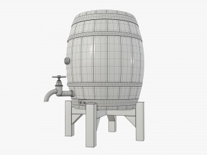wooden barrel for beer 02 3D 模型