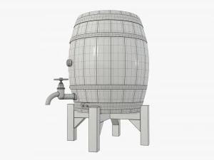 wooden barrel for beer 02 3D Model
