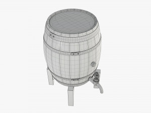 wooden barrel for beer 02 3D 模型