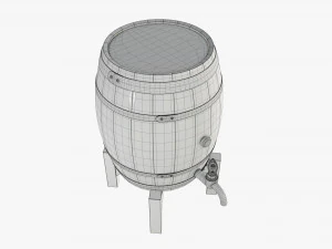 wooden barrel for beer 02 3D Model