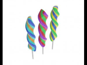 colorful twisted lollipops 3D Model