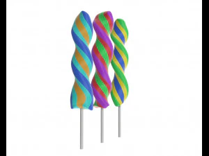 colorful twisted lollipops 3D Model