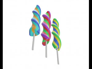 colorful twisted lollipops 3D Model
