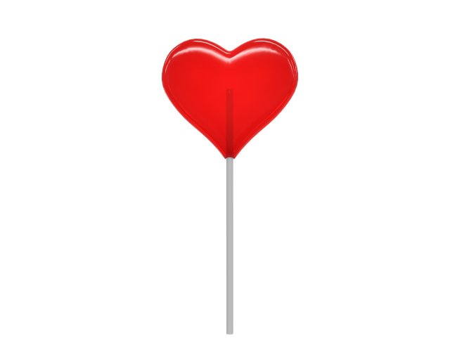 lollipop red heart candy 3D Model .c4d .max .obj .3ds .fbx .stl .blend 