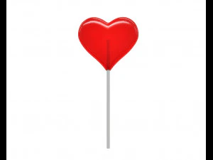 लॉलीपॉप लाल दिल कैंडी 3D मॉडल