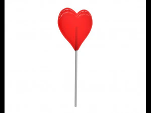 lollipop red heart candy 3D Model