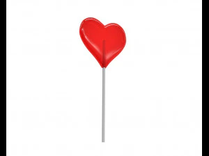 lollipop red heart candy 3D Model