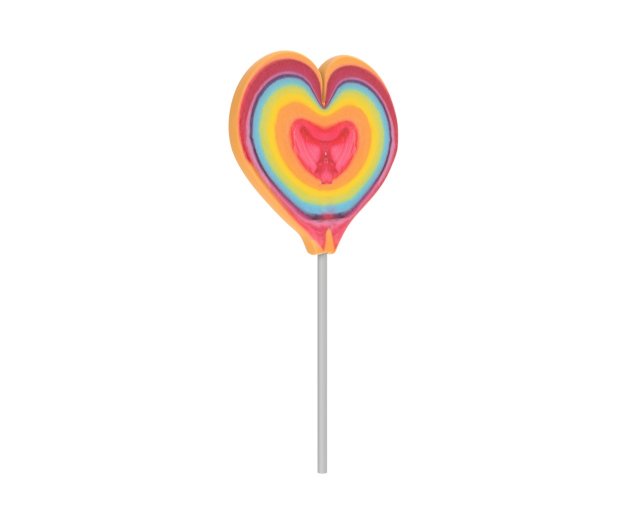 rainbow lollipop heart shaped candy 3D Model .c4d .max .obj .3ds .fbx .stl .blend