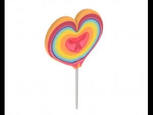 rainbow lollipop heart shaped candy 3D Model