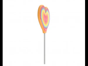 rainbow lollipop heart shaped candy 3D Model