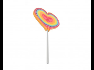 rainbow lollipop heart shaped candy 3D Model