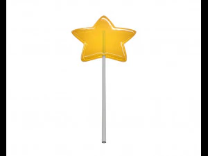 yellow red stars shaped lollipop 3D Model