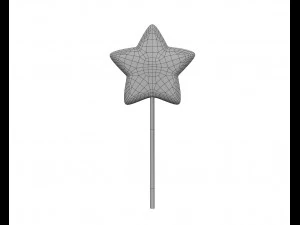 yellow red stars shaped lollipop 3D Model