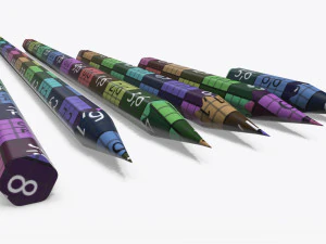 pencils various sizes 3D Model