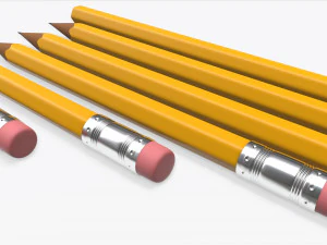 pencils with rubber various sizes 3D Model