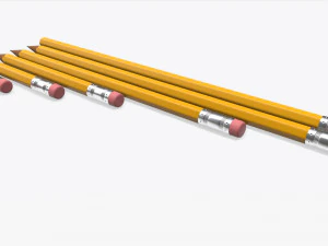 pencils with rubber various sizes 3D Model
