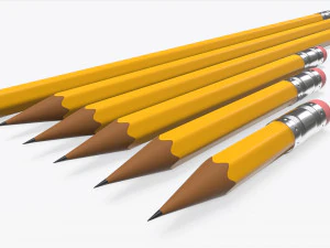 pencils with rubber various sizes 3D Model