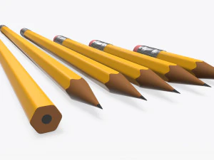 pencils with rubber various sizes 3D Model