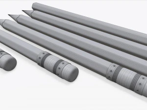 pencils with rubber various sizes 3D Model