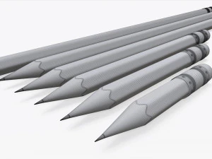 pencils with rubber various sizes 3D Model