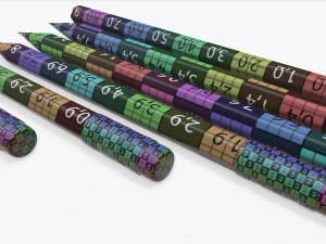 pencils with rubber various sizes 3D Model