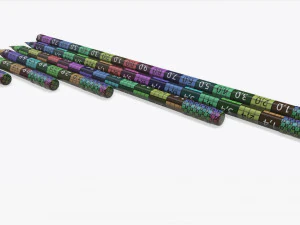pencils with rubber various sizes 3D Model