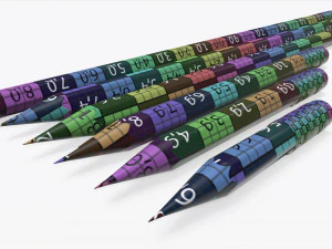 pencils with rubber various sizes 3D Model