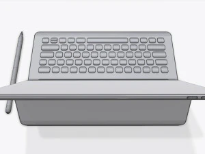 tablet digital com maquete de teclado Modelo 3D