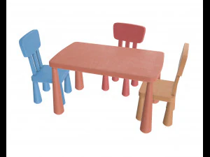 mesa e cadeiras Modelo 3D