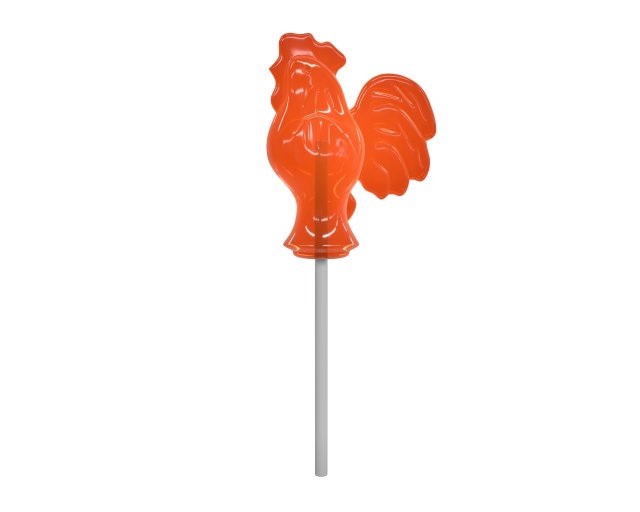 sugar lollipop made in the shape of cockerel 3D Model .c4d .max .obj .3ds .fbx .stl .blend 