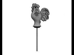 sugar lollipop made in the shape of cockerel 3D Model