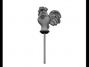 sugar lollipop made in the shape of cockerel 3D Model
