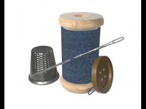 thread needle button thimble coil 3D Model