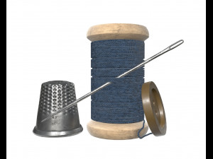 thread needle button thimble coil 3D Model