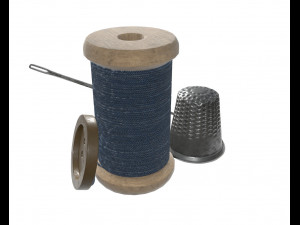 thread needle button thimble coil 3D Model