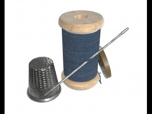 thread needle button thimble coil 3D Model