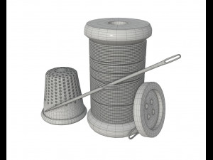 thread needle button thimble coil 3D Model