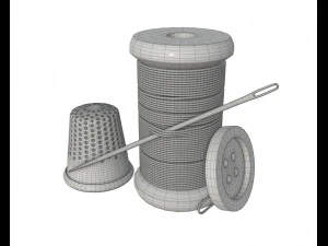 thread needle button thimble coil 3D Model