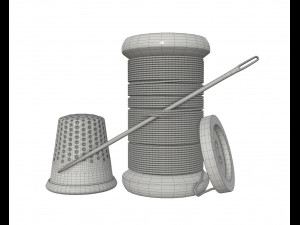 thread needle button thimble coil 3D Model